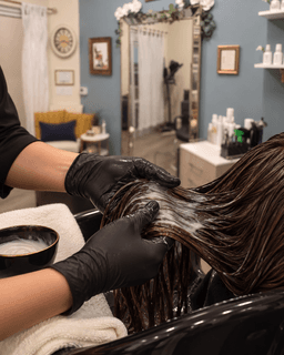 Hair botox express add-on treatment being applied at Metropolitan Hair Boutique