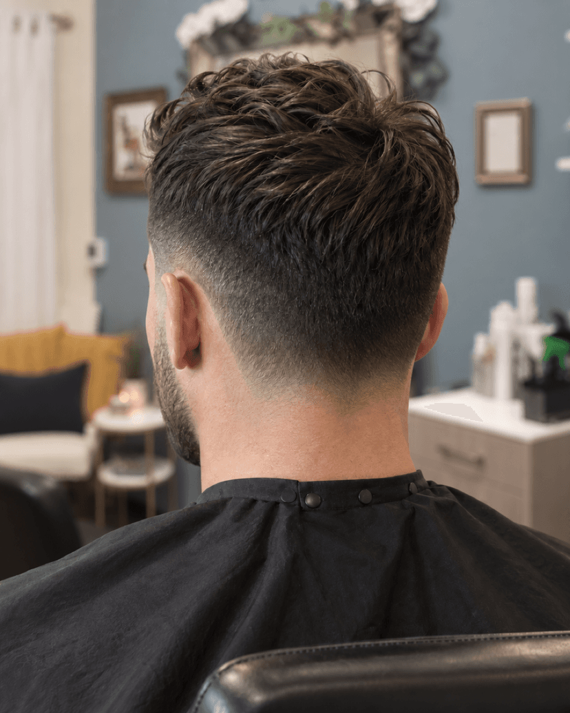 Back-of-head view of a freshly cut men's haircut showing clean lines
